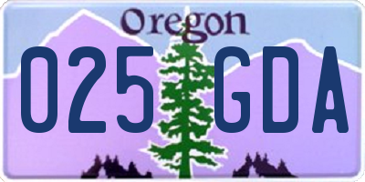 OR license plate 025GDA