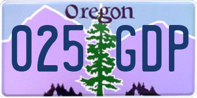 OR license plate 025GDP
