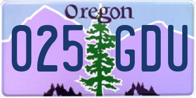 OR license plate 025GDU