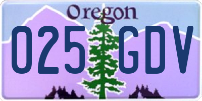 OR license plate 025GDV