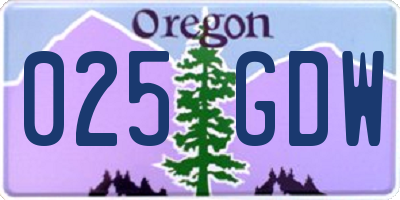 OR license plate 025GDW