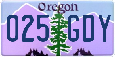 OR license plate 025GDY