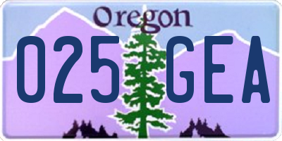 OR license plate 025GEA