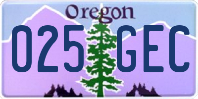 OR license plate 025GEC