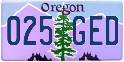 OR license plate 025GED