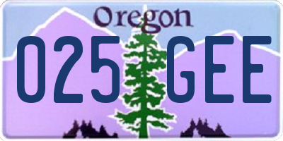 OR license plate 025GEE