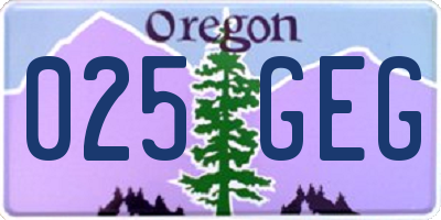 OR license plate 025GEG