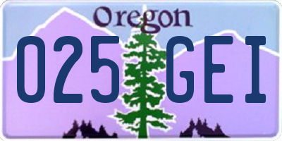 OR license plate 025GEI