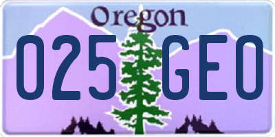 OR license plate 025GEO