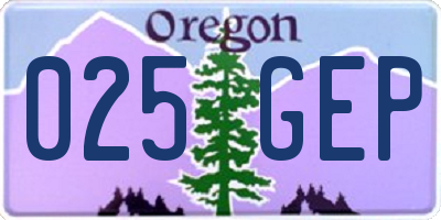 OR license plate 025GEP