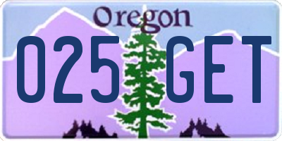 OR license plate 025GET