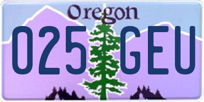 OR license plate 025GEU