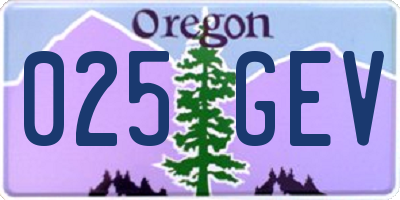 OR license plate 025GEV