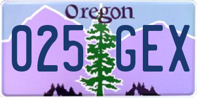 OR license plate 025GEX