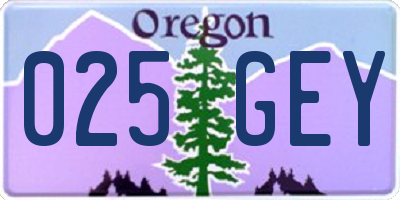 OR license plate 025GEY
