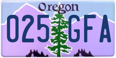 OR license plate 025GFA