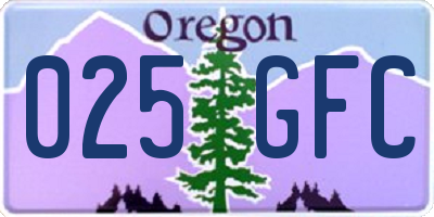 OR license plate 025GFC