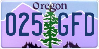 OR license plate 025GFD