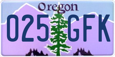 OR license plate 025GFK