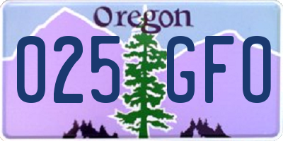 OR license plate 025GFO
