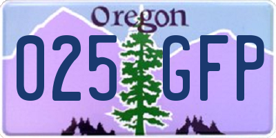 OR license plate 025GFP