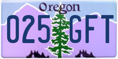 OR license plate 025GFT