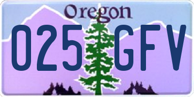 OR license plate 025GFV
