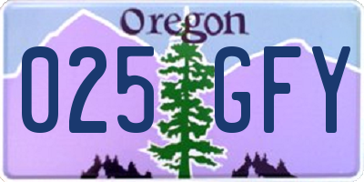 OR license plate 025GFY