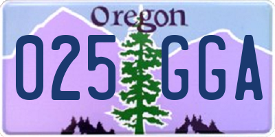 OR license plate 025GGA