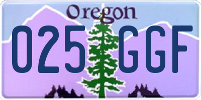 OR license plate 025GGF