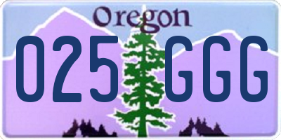 OR license plate 025GGG