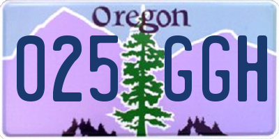 OR license plate 025GGH