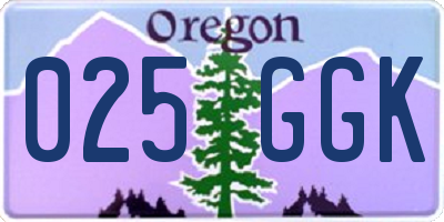 OR license plate 025GGK