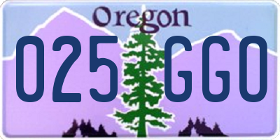 OR license plate 025GGO