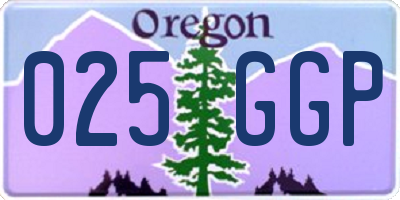 OR license plate 025GGP
