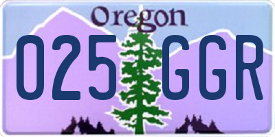 OR license plate 025GGR
