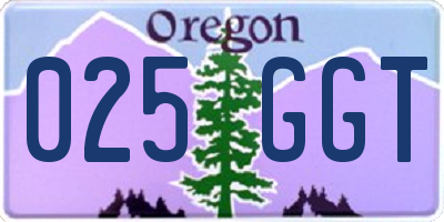 OR license plate 025GGT