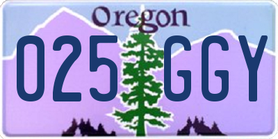 OR license plate 025GGY
