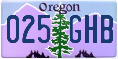 OR license plate 025GHB