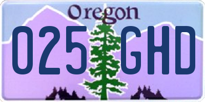 OR license plate 025GHD