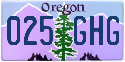 OR license plate 025GHG