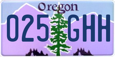 OR license plate 025GHH