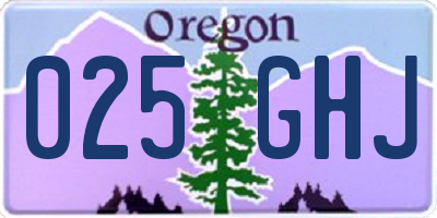 OR license plate 025GHJ