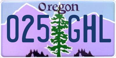 OR license plate 025GHL
