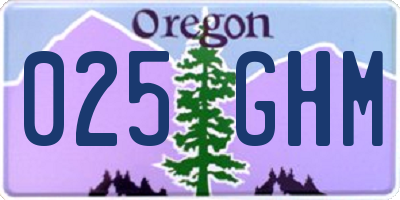 OR license plate 025GHM