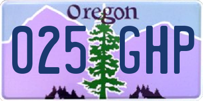 OR license plate 025GHP
