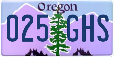 OR license plate 025GHS