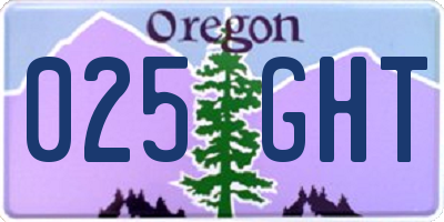 OR license plate 025GHT