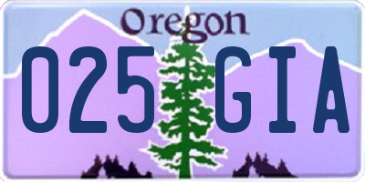 OR license plate 025GIA