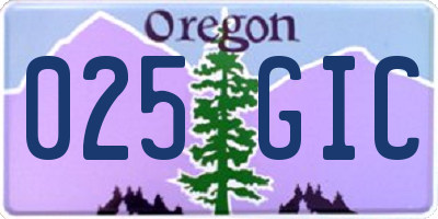 OR license plate 025GIC